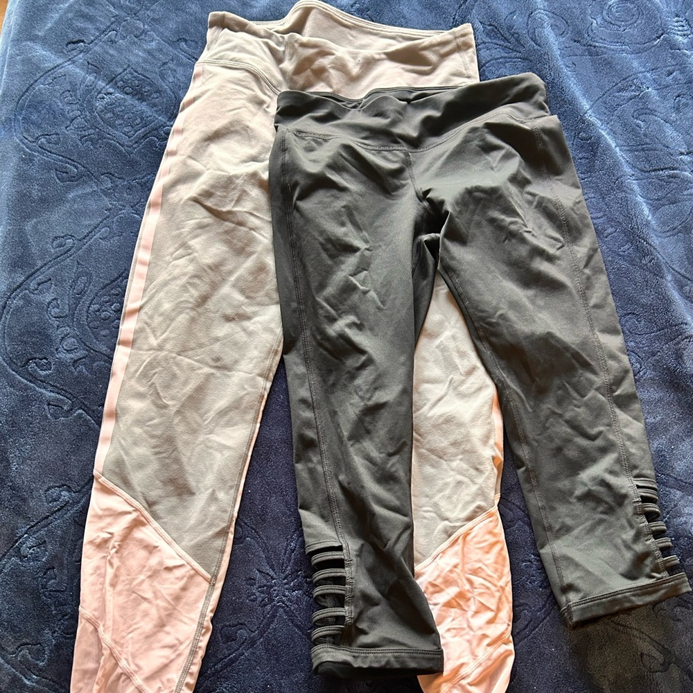 Athletic Leggings Set — Black and Light Pink Colorblock